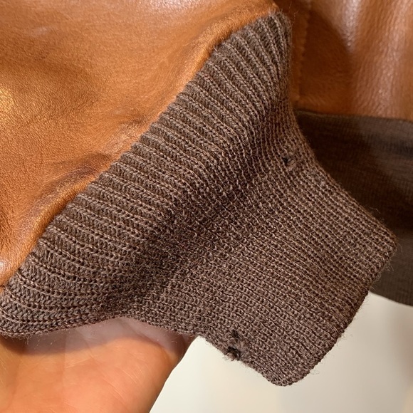 Mark Cross | 1950’s Vintage Brown Leather Brass Full Zip Flight Bomber Jacket 42 - Picture 9 of 17